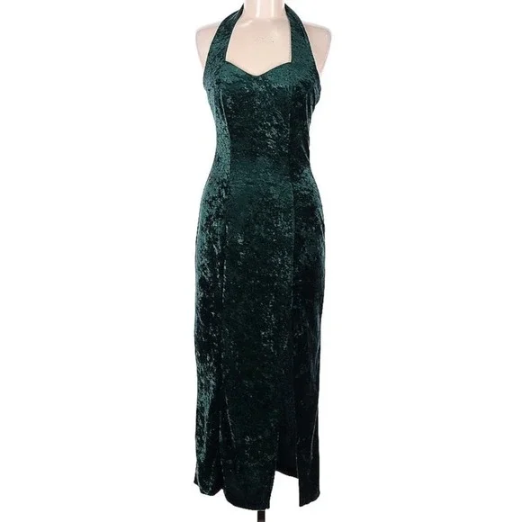 All that Jazz | Dresses | Vintage Dress Gown 9s Grunge All That Jazz  Crushed Velvet Midi Green Medium | Poshmark